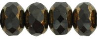 Czech Gem-Cut Rondelle 9mm x 6mm Jet Bronze (image for) Czech Gem-Cut Rondelle 9mm x 6mm Jet Bronze