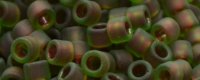 TOHO Aiko Precision Cylinder Bead. Dark Red Lined Emerald Matte TB-250FM (image for) TOHO Aiko Precision Cylinder Bead. Dark Red Lined Emerald Matte TB-250FM
