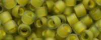 TOHO Aiko Precision Cylinder Bead. Yellow Lined Light Olive Rainbow Matte TB-246FM (image for) TOHO Aiko Precision Cylinder Bead. Yellow Lined Light Olive Rainbow Matte TB-246FM