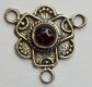 Bali Silver Multi Strand - 2 to 1 Granulated Connector with 4mm Garnet * 2 Pieces (image for) Bali Silver Multi Strand - 2 to 1 Granulated Connector with 4mm Garnet * 2 Pieces