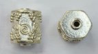 Bali Silver Tube Bead - Hexagonal Tube w/ Beaded Triangles & Spiral (image for) Bali Silver Tube Bead - Hexagonal Tube w/ Beaded Triangles & Spiral