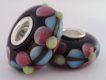 European Style Bead-Black with Pink and Blue Flowers (image for) European Style Bead-Black with Pink and Blue Flowers
