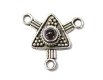 Bali Silver Connector - 2-1 Connector w/ Stone & Granulated Triangle Design * 2 Pieces (image for) Bali Silver Connector - 2-1 Connector w/ Stone & Granulated Triangle Design * 2 Pieces