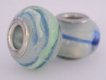 European Style Bead-Clear with Green and Blue Stripes (image for) European Style Bead-Clear with Green and Blue Stripes
