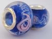 European Style Bead-Cobalt Blue with Pink Flowers (image for) European Style Bead-Cobalt Blue with Pink Flowers