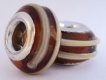 European Style Bead-Dark Amber with Tan Stripes (image for) European Style Bead-Dark Amber with Tan Stripes
