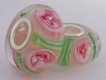 European Style Bead-Pink Roses with Geen Stripes (image for) European Style Bead-Pink Roses with Geen Stripes