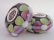 European Style Bead-Black with Pink and Green Flowers (image for) European Style Bead-Black with Pink and Green Flowers