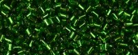 TOHO Size 1/2 Bugle Bead. 2mm Length-Bright Green Silver Lined (image for) TOHO Size 1/2 Bugle Bead. 2mm Length-Bright Green Silver Lined