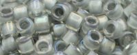TOHO Aiko Precision Cylinder Bead. Grey Lined Crystal Rainbow TB-261 (image for) TOHO Aiko Precision Cylinder Bead. Grey Lined Crystal Rainbow TB-261