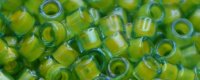 TOHO Aiko Precision Cylinder Bead. Lime Green Lined Aqua TB-307 (image for) TOHO Aiko Precision Cylinder Bead. Lime Green Lined Aqua TB-307