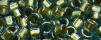 TOHO Aiko Precision Cylinder Bead. Metallic Green Lined Aqua TB-284 (image for) TOHO Aiko Precision Cylinder Bead. Metallic Green Lined Aqua TB-284