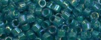 TOHO Aiko Precision Cylinder Bead. Teal Lined Dark Aqua Rainbow TB-1834 (image for) TOHO Aiko Precision Cylinder Bead. Teal Lined Dark Aqua Rainbow TB-1834
