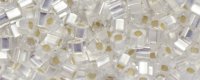 TOHO 2mm Cube Shape Seed Beads-Crystal Silver Lined Matte (image for) TOHO 2mm Cube Shape Seed Beads-Crystal Silver Lined Matte