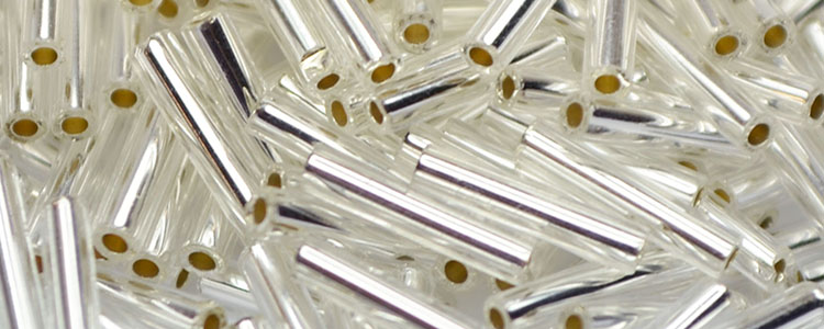 TOHO 12mm Bugle Bead-Crystal Silver Lined