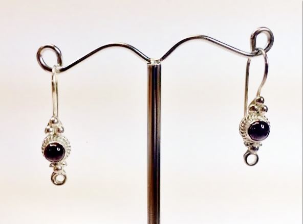 Bali Silver Earwire - Beautiful Handmade Earwires with Garnet Stones
