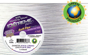SoftFlex Extreme Beading Wire - Fine .925 Sterling Silver * 30 Foot Spool