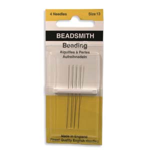 BeadSmith Beading Needles- Size 13 Regular - 4 Pack