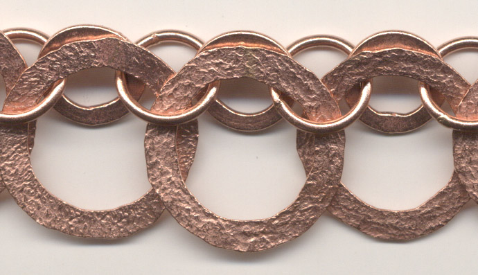 Handmade Java Copper Top Linked Large Hammered 2 Circle Chain