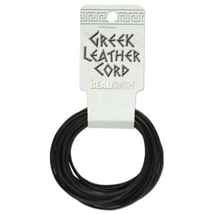 Black Greek Leather - 1.5 mm Diameter Round - 5 Meters