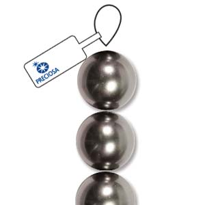 Preciosa Maxima Crystal Pearls-4mm Dark Grey * 31 Bead Strand