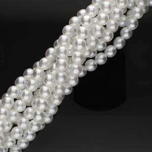 Czech Glass 6mm Round-Glass Pearls, Bridal White  * 75 Bead Strand
