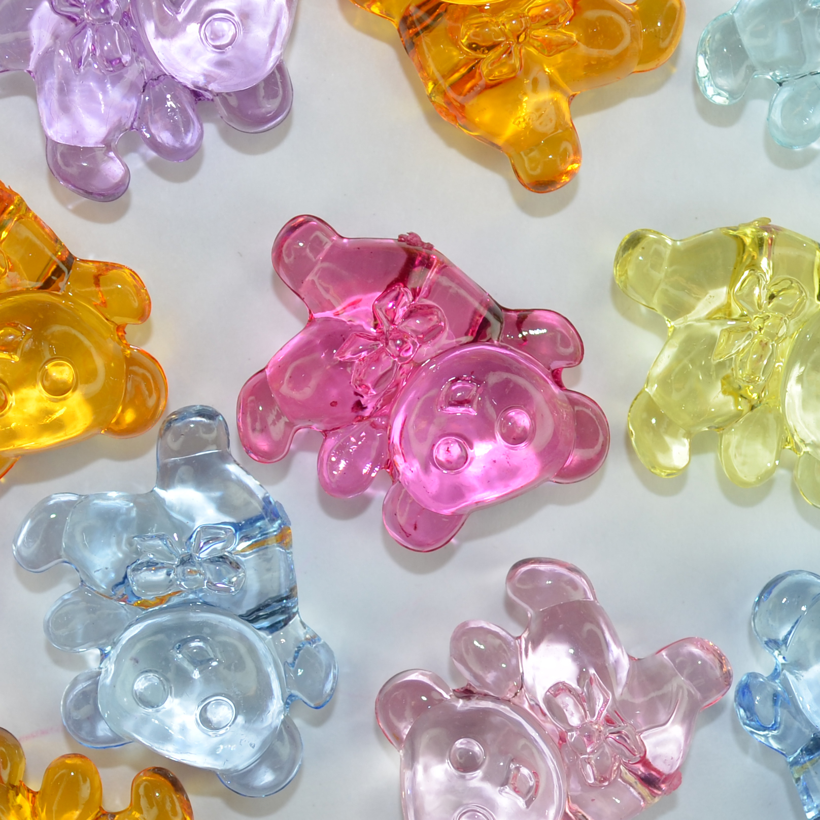 Acrylic Bead-20x29x12mm Translucent Bears-Mixed Colors * 12 Bears