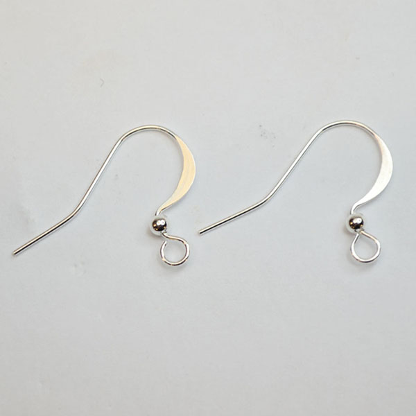 Silver Plate - Hammered Long Earwire w/ Bead