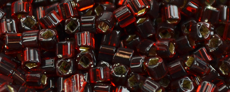 TOHO 1.5mm Cube Beads-Dark Cherry Amber Silver Lined