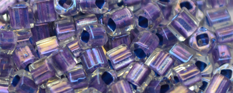 TOHO 3mm Cube-Purple Lined Crystal Rainbow