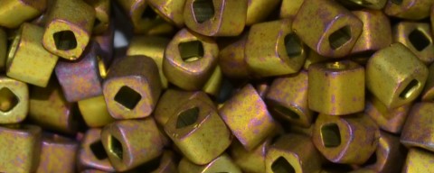TOHO 3mm Cube - Golden Green Metallic Matte - Stock# T3C513F-100