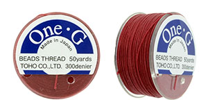 TOHO One-G Thread (5 bobbin's) 50 Yards-Red Stock #: PT-17-50-5
