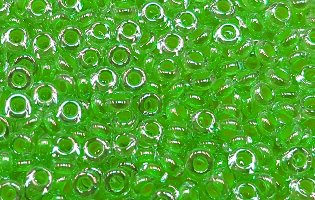 TOHO 11/o Demi Round, Neon Green Lined Crystal, color # 11TD-805-50