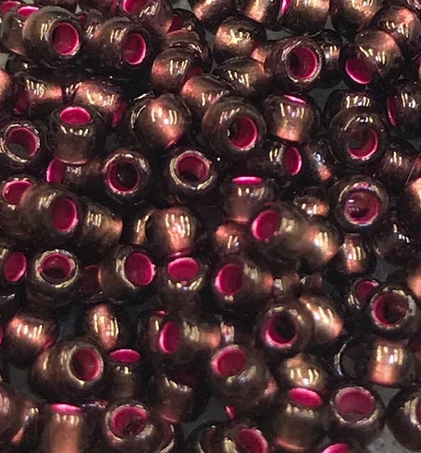 TOHO 11/o Round-Raspberry Lined Olivine #11T2204-100 - Click Image to Close