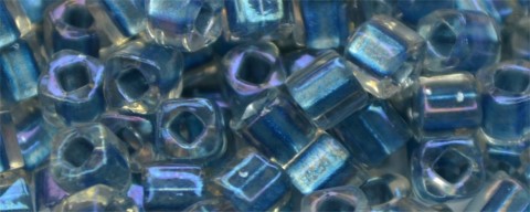 TOHO 1.5 mm Cube Beads-Blue Lined Crystal Rainbow. # T1.5C263-100