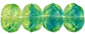 Czech Gem-Cut Rondelle 9mm x 6mm Green/Blue Transparent (image for) Czech Gem-Cut Rondelle 9mm x 6mm Green/Blue Transparent