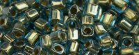 TOHO 1.5mm Cube Shape Seed Beads-Bronze Lined Aqua Transparent (image for) TOHO 1.5mm Cube Shape Seed Beads-Bronze Lined Aqua Transparent