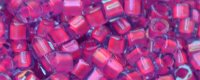 TOHO 1.5mm Cube Shape Seed Beads-Dark Pink Lined Aqua Transparent (image for) TOHO 1.5mm Cube Shape Seed Beads-Dark Pink Lined Aqua Transparent
