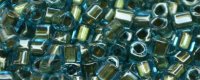 TOHO 1.5mm Cube Shape Seed Beads-Metallic Green Lined Aqua Transparent (image for) TOHO 1.5mm Cube Shape Seed Beads-Metallic Green Lined Aqua Transparent