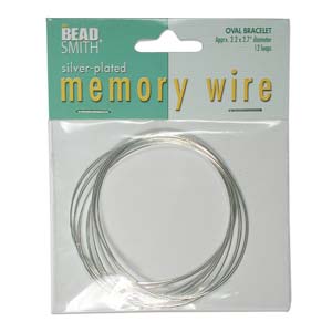 Memory Wire - Silver Plated 2.2 x 2 * 7 Inch Diameter Oval Bracelet