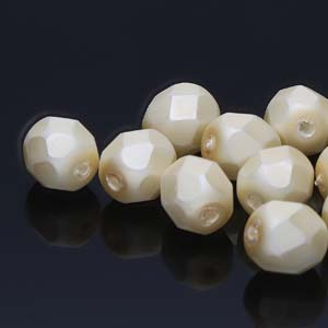 Czech Fire Polish 4mm-Glass Pearls Cream Matte * 100 Bead Strand