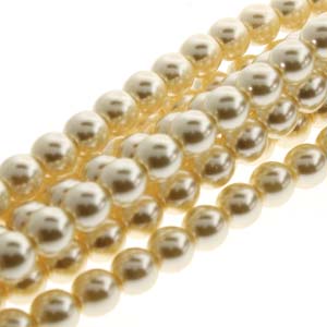 Czech Glass 6mm Round-Glass Pearls, Cream  * 75 Bead Strand