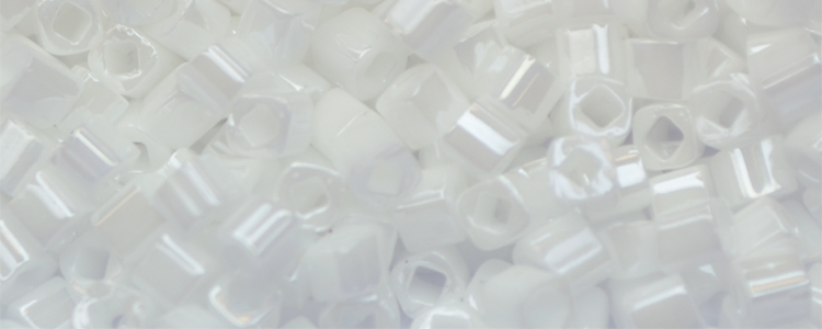 TOHO 2mm Cube-White Opaque Luster