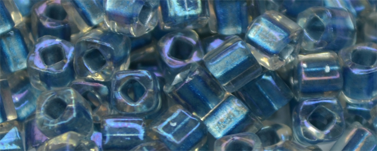 TOHO 1.5mm Cube Beads-Blue Lined Crystal Rainbow #T1.5C263