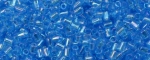 TOHO Size 1/2 Bugle Bead. 2mm Length-Aqua Transparent Rainbow. 100 Gram Bag (image for) TOHO Size 1/2 Bugle Bead. 2mm Length-Aqua Transparent Rainbow. 100 Gram Bag