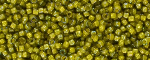TOHO Size 15/o Round Seed Bead-Yellow Lined Light Olive Rainbow #15T246-100 (image for) TOHO Size 15/o Round Seed Bead-Yellow Lined Light Olive Rainbow #15T246-100
