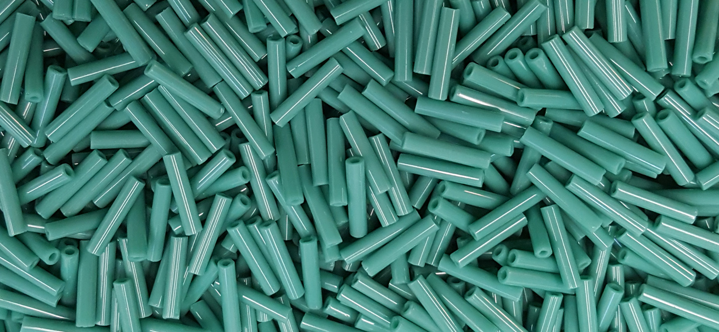 TOHO #3 Bugle Beads (9mm Length) Green Turquoise Opaque Stock # :3T55D-100