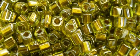 TOHO 2mm Cube Shape Seed Beads-Bronze Lined Peridot (image for) TOHO 2mm Cube Shape Seed Beads-Bronze Lined Peridot
