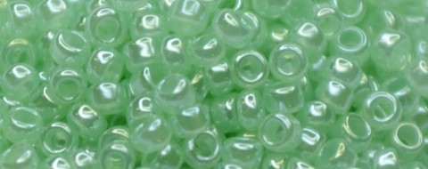 TOHO Size 15/o Round Seed Bead-Light Green Ceylon Pearl #15T144-100 (image for) TOHO Size 15/o Round Seed Bead-Light Green Ceylon Pearl #15T144-100