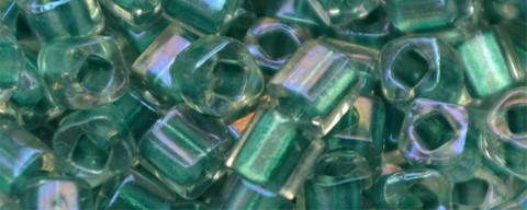 TOHO 3mm Cube-Teal Lined Crystal Rainbow